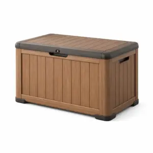 Coffre de rangement en plastique imitation bois marron 120 x 60 x 55 cm
