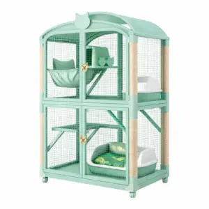 Enclos pour chat en métal avec sisal vert