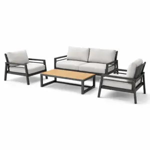 Ensemble de conversation d’extérieur en aluminium avec coussins