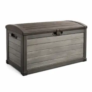 Coffre de rangement en résine marron avec verrou