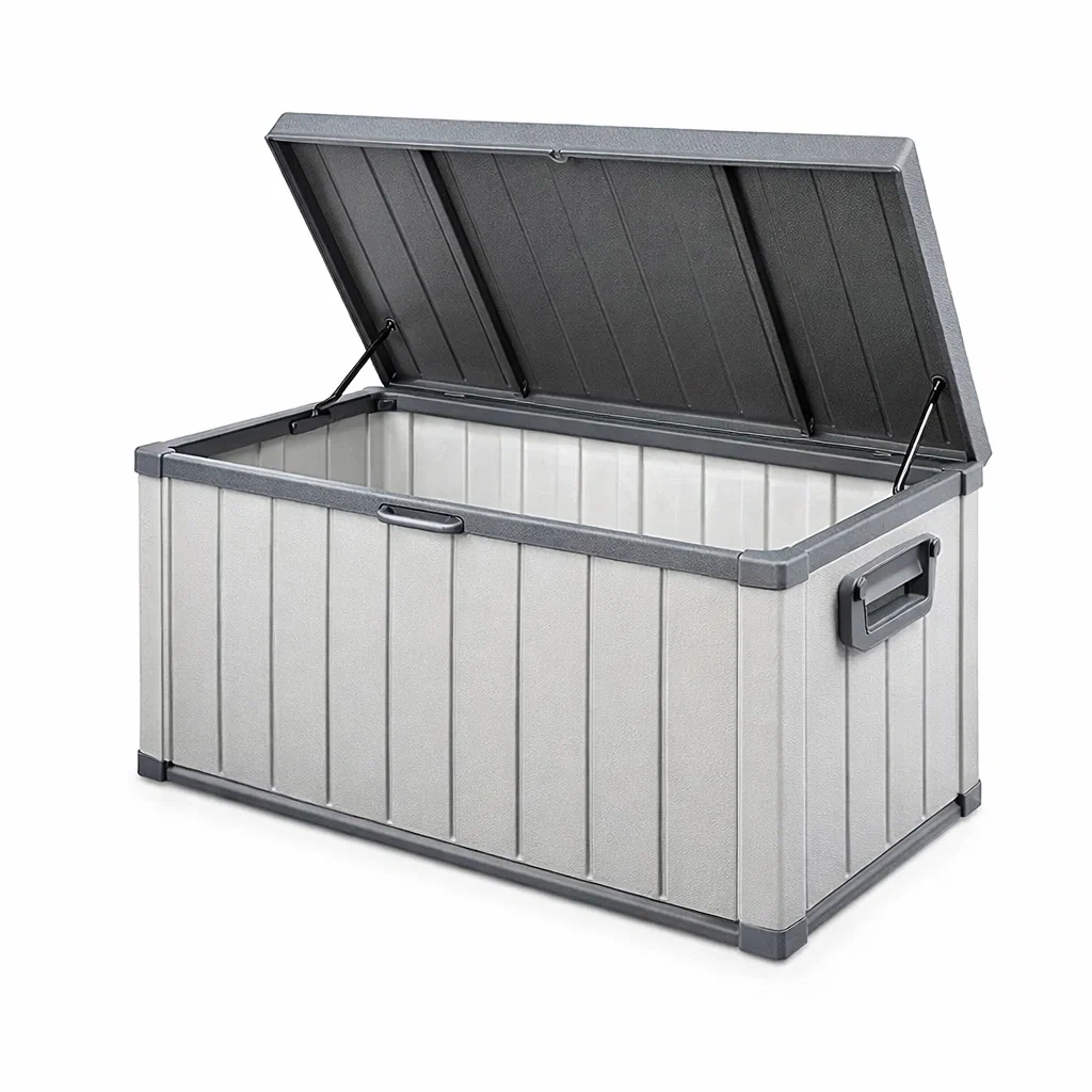 Coffre de rangement en plastique gris 117 x 45 x 56 cm